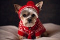 Adorabe yorkshire terrier with christmas clothes Royalty Free Stock Photo