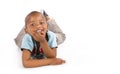 Adorable 3 year old black or African American boy Royalty Free Stock Photo