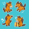 adorable active little pony character doodle illustration