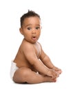 Adorable African-American baby in diaper Royalty Free Stock Photo