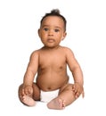 Adorable African-American baby in diaper Royalty Free Stock Photo