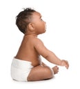 Adorable African-American baby in diaper Royalty Free Stock Photo