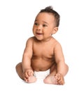 Adorable African-American baby in diaper Royalty Free Stock Photo