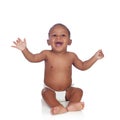 Adorable african baby in diaper sitting on the floor Royalty Free Stock Photo