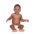 Adorable african baby in diaper sitting on the floor Royalty Free Stock Photo