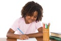 Adorable african girl writing