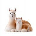 Adorable Alpaca and Crias Studio Portrait Against White Royalty Free Stock Photo