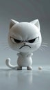 Adorable Angry Cartoon Cat with Crossed Arms and Pouty Face, White Animated Figure Ready for Digital Art, Cute Character