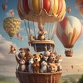 Adorable animal characters in a hot air balloon adventure Cute and lively scene suitable for childrens illustrations2