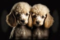 adorable animal portrait little poodles on black background
