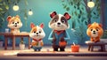 Adorable animated animals act out different emotion regulation techniques, such as taking a break or using coping