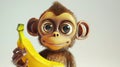 Adorable Animated Monkey Holding a Banana