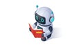 Cute Robot Reading a Book, Artificial Intelligence Learning Concept Royalty Free Stock Photo