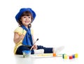 Adorable artist kid drawing and painting Royalty Free Stock Photo