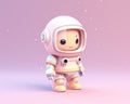 an adorable astronaut model in soft pastels.