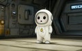 Adorable Astronaut Robot in Spaceship Corridor - 3D Render Royalty Free Stock Photo