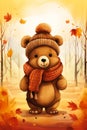 Adorable Autumn Encounter: A Bear and Child\'s Heartwarming Meeti