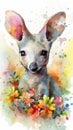 Adorable Baby Aardvark in a Colorful Flower Field for Art Prints and Greeting Cards.