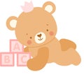 Adorable Baby Bear Playing with ABC Blocks Royalty Free Stock Photo
