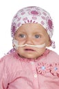 Adorable baby beating the disease Royalty Free Stock Photo