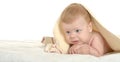 Adorable baby boy under blanket Royalty Free Stock Photo