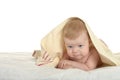 Adorable baby boy under blanket Royalty Free Stock Photo