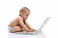 Adorable baby businessman working on caomputer Royalty Free Stock Photo