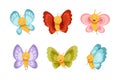 Adorable Baby Butterfly as Cute Insect with Colorful Wings Vector Set Royalty Free Stock Photo
