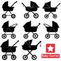 Adorable Baby Carrier Vector Silhouette Collection Comfortable Designs
