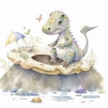 Adorable Baby Dinosaur World Illustration for Nursery Decor.