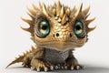 Adorable Baby Dragon with Big Eyes in Dramatic Point of View. Perfect for Children\'s Book Illustrations. Royalty Free Stock Photo