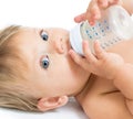 Adorable baby drinking from bottle Royalty Free Stock Photo