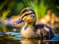 Adorable Baby Duckling Swimming in Pond Royalty Free Stock Photo