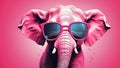 An adorable baby elephant charms with its tiny presence, sporting stylish sunglasses for a playful touch.