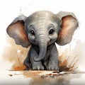 Adorable Baby Elephant: A Dreamy Profile of Deep Colors and Prop