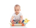 Adorable baby enjoy and playing percussion Royalty Free Stock Photo