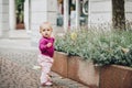 Adorable baby girl playing outside Royalty Free Stock Photo