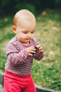 Adorable baby girl playing outside Royalty Free Stock Photo