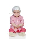 Adorable baby with a headscarf beating the disease Royalty Free Stock Photo