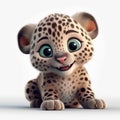 Adorable Baby Jaguar with Pixar-Style Smile for Children\'s Book Illustration.