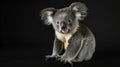 An adorable baby koala against a black background, emphasizing its cuteness and charm, with copy-space Royalty Free Stock Photo