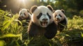 Adorable Baby Pandas Frolicking in Lush Bamboo Forest