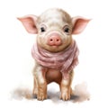 Adorable Baby Pig Wearing Pants Watercolor Clipart AI Generated