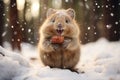 adorable baby quakka in snow