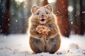 adorable baby quakka in snow