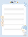 Adorable Baby Shower Notes Page Template Royalty Free Stock Photo