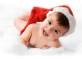 Adorable baby smiling with christmas hat