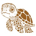 Baby Turtle Sea Creature Printable Vector Stencil