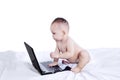 Adorable baby working on laptop Royalty Free Stock Photo