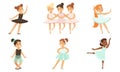 Adorable Ballerinas Dancing in Tutu Dress Set, Little Girls Dancing Ballet Vector Illustration Royalty Free Stock Photo